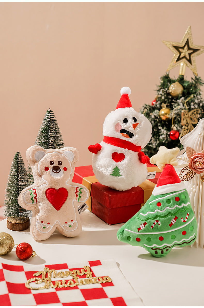 🎄 Festive Christmas Plush Toys for Pets – 3-Pack
