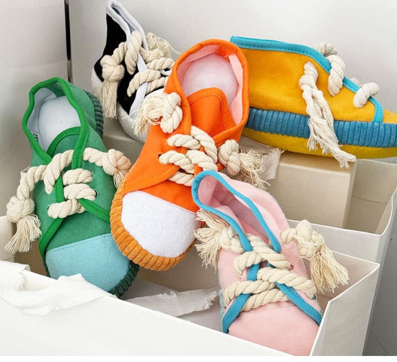 🐾 Fun Canvas Sneaker Toy for Pets