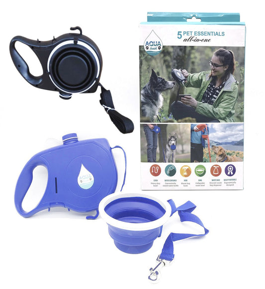 3-in-1 Retractable Dog Leash with Built-in Water Bottle & Bowl