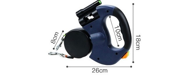 Dual Retractable Dog Leash with LED Light & 360° Rotation – Walk Two Dogs Tangle-Free, Day or Night