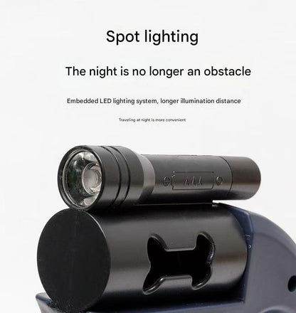 Dual Retractable Dog Leash with LED Light & 360° Rotation – Walk Two Dogs Tangle-Free, Day or Night
