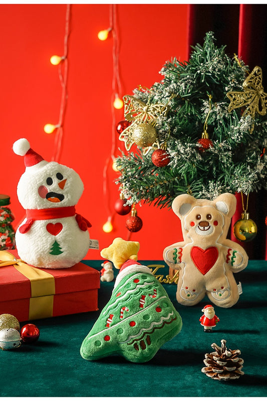 🎄 Festive Christmas Plush Toys for Pets – 3-Pack