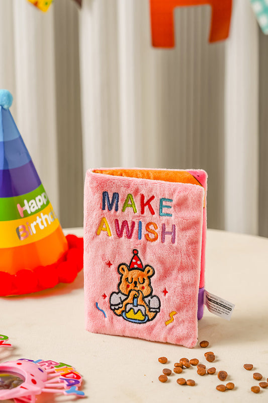 🎂 “Make a Wish” Plush Dog Toy – Birthday Surprise Puzzle Book!