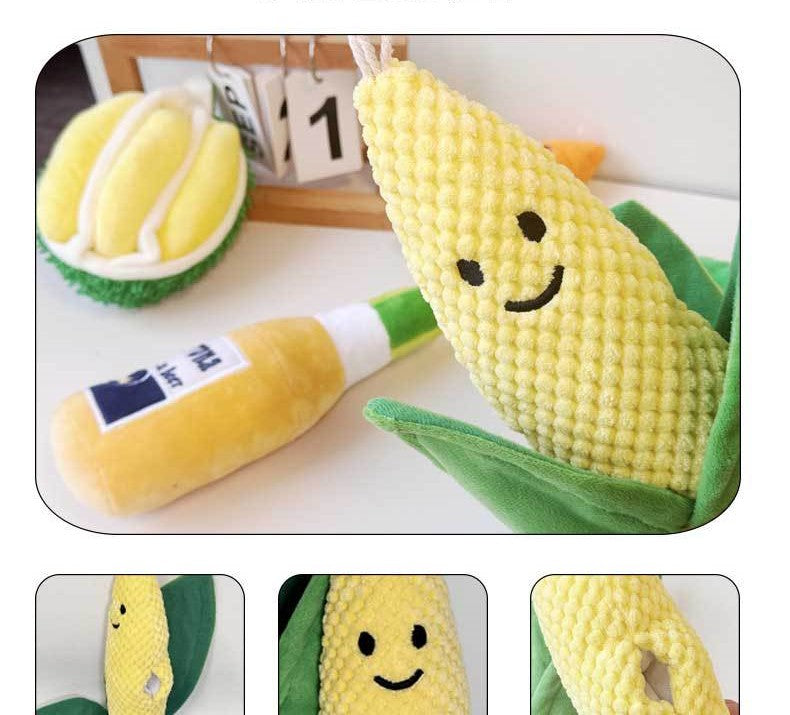 🌽 Interactive Plush Corn Dog Toy