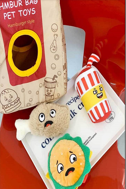 🍔"Burger Style" Pet Toy Set Fun, Interactive & Irresistibly Cute!